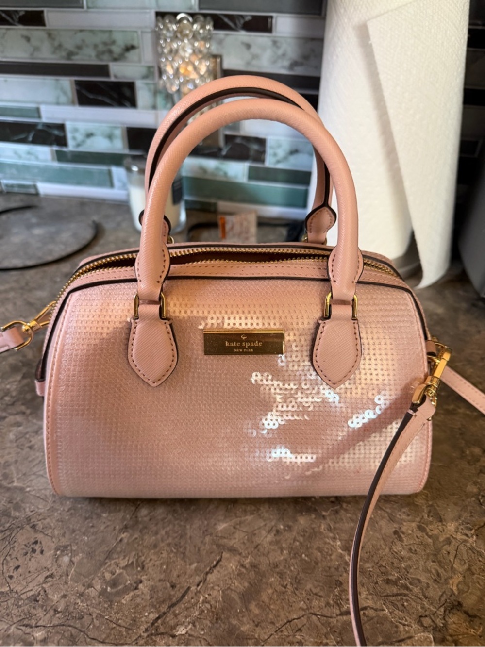 kate spade Blush Pink Sequin Mini Satchel